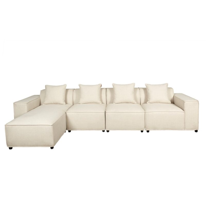 Textured Fabric Modular Sofa with Box Arm Design | TSM005