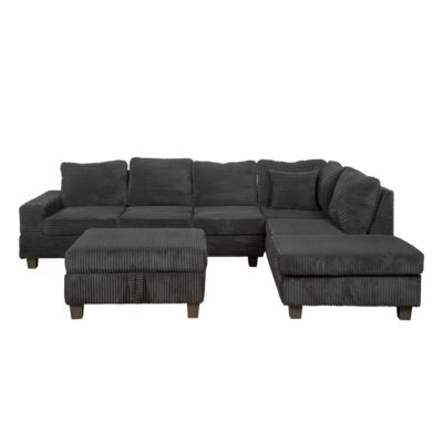 Structured Corduroy Sectional Sofa with Storage Ottoman TSM006_1