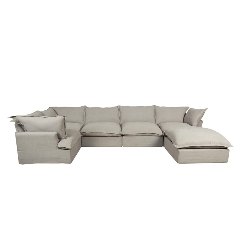 FeatherSoft Modular Sectional Sofa with Relaxed Linen Texture | TSM008
