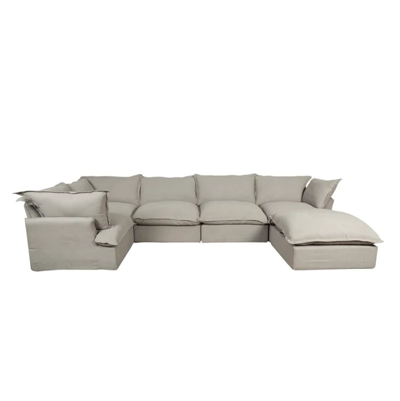 FeatherSoft Modular Sectional Sofa with Relaxed Linen Texture | TSM008
