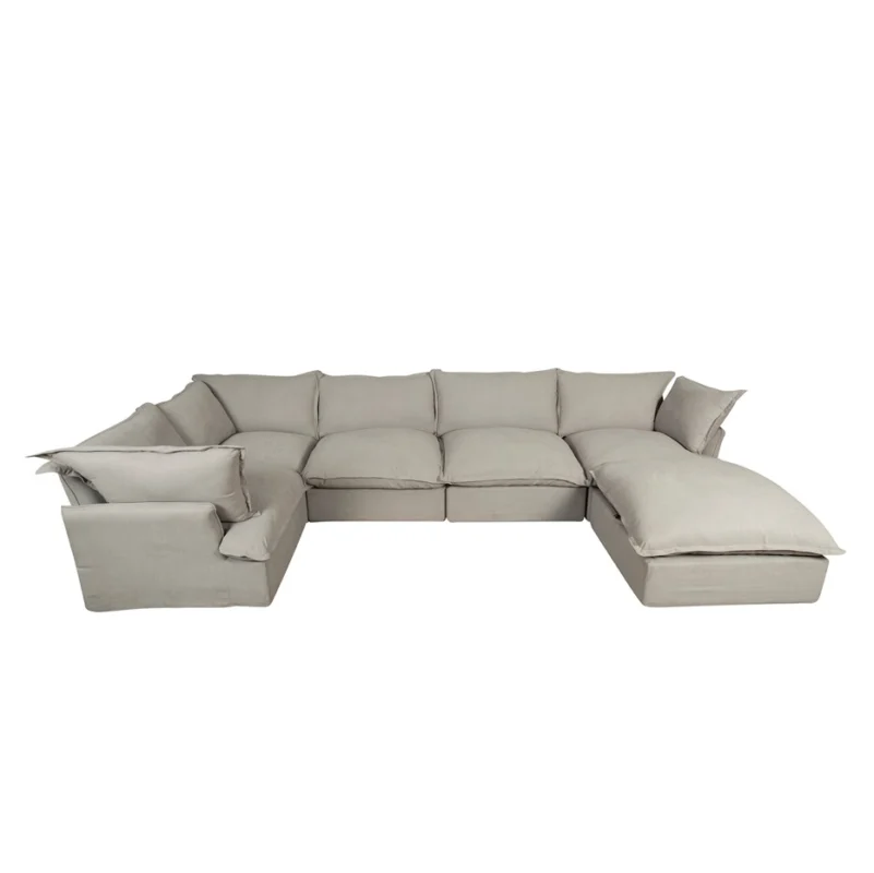 FeatherSoft Modular Sectional Sofa with Relaxed Linen Texture | TSM008