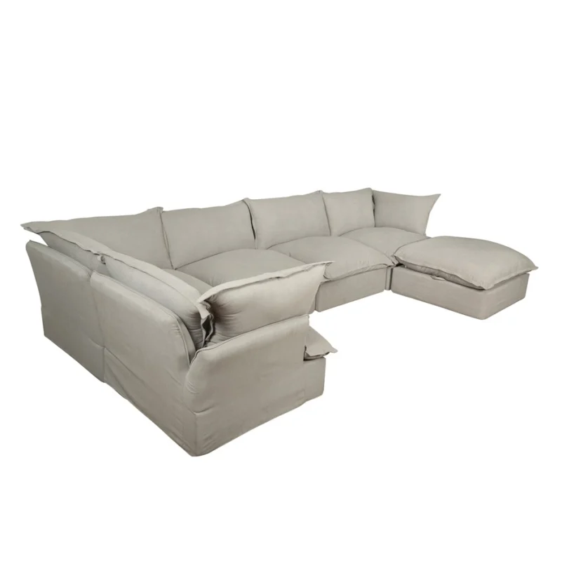 FeatherSoft Modular Sectional Sofa with Relaxed Linen Texture | TSM008