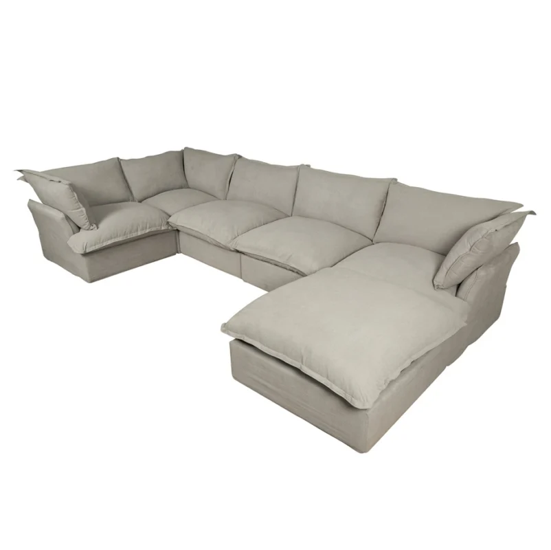 FeatherSoft Modular Sectional Sofa with Relaxed Linen Texture | TSM008