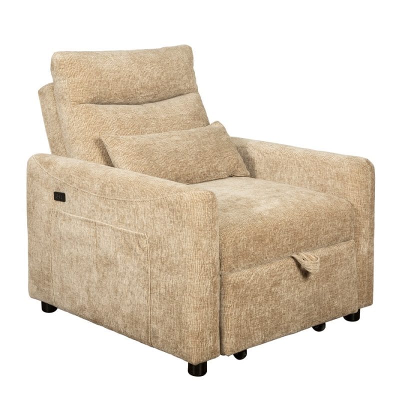 Textured Fabric Sleeper Chair with USB Charging Port | MSC001
