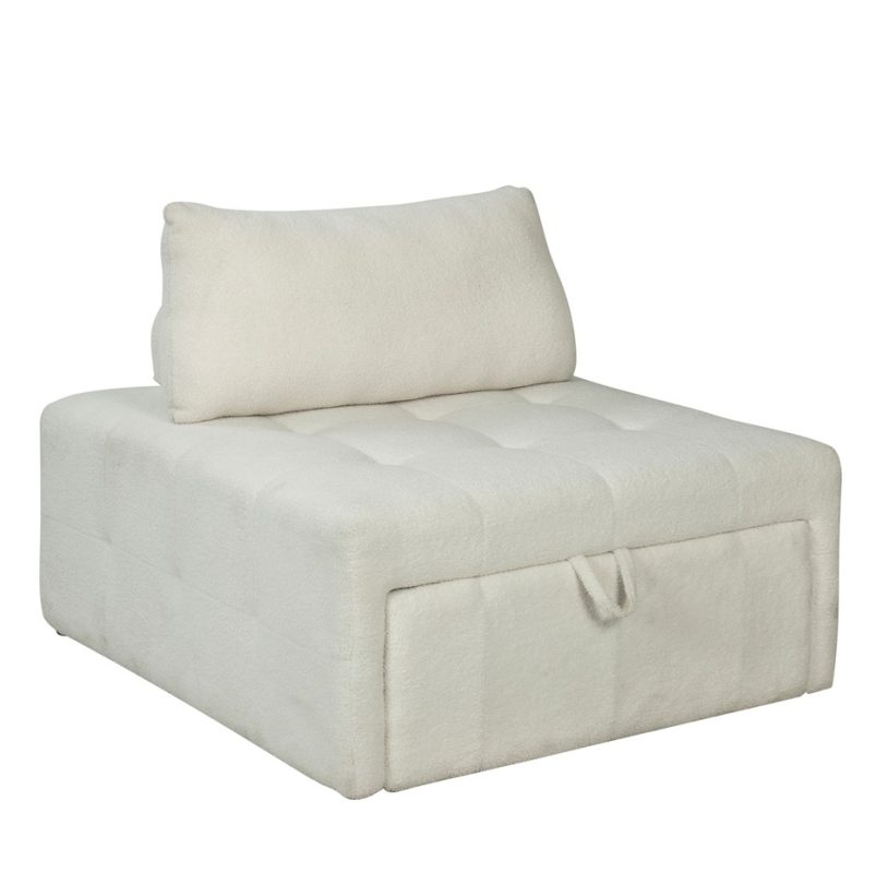 Bouclé Fabric Sleeper Chair with Pull-Out Bed Base | MSC003