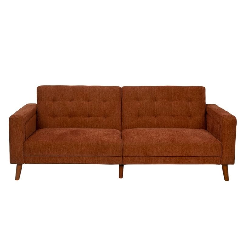 Tufted Fabric Convertible Sofa Bed with Armrests and Wooden Legs | MSB003