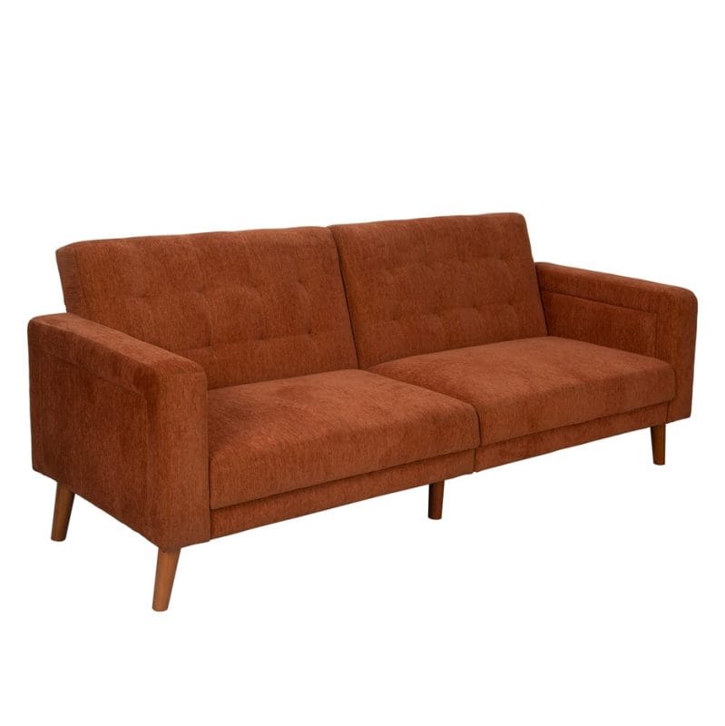 Tufted Fabric Convertible Sofa Bed with Armrests and Wooden Legs | MSB003