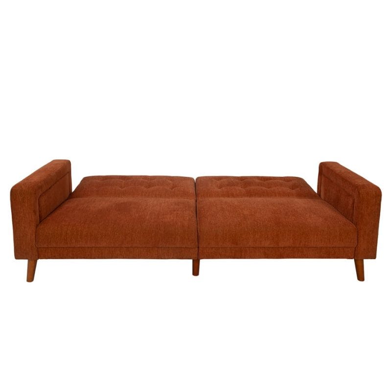 Tufted Fabric Convertible Sofa Bed with Armrests and Wooden Legs | MSB003