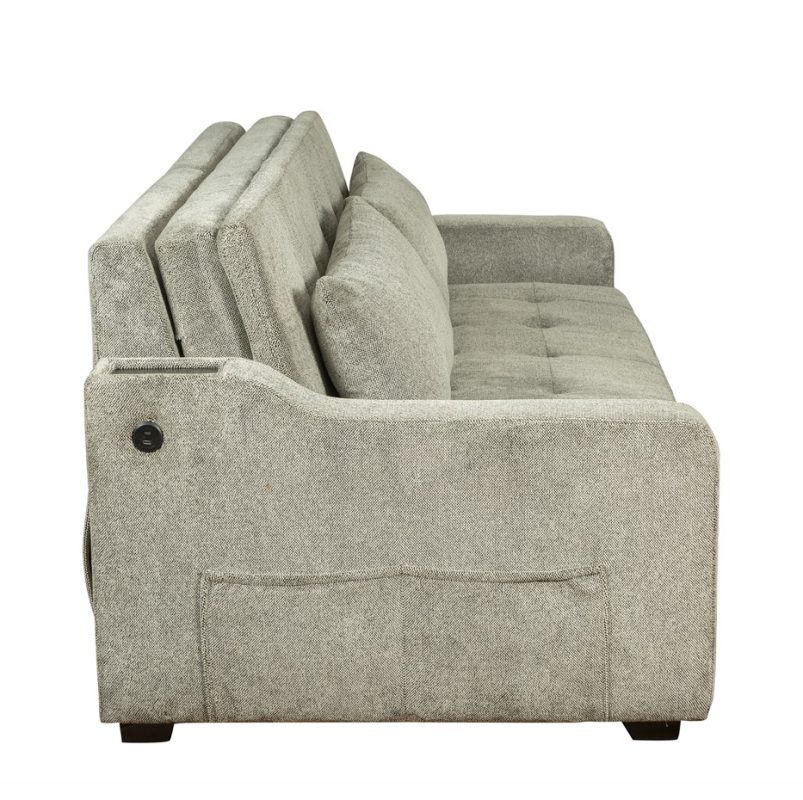 Textured Fabric Pull-out Sofa Bed with USB Charging Port | MSB005