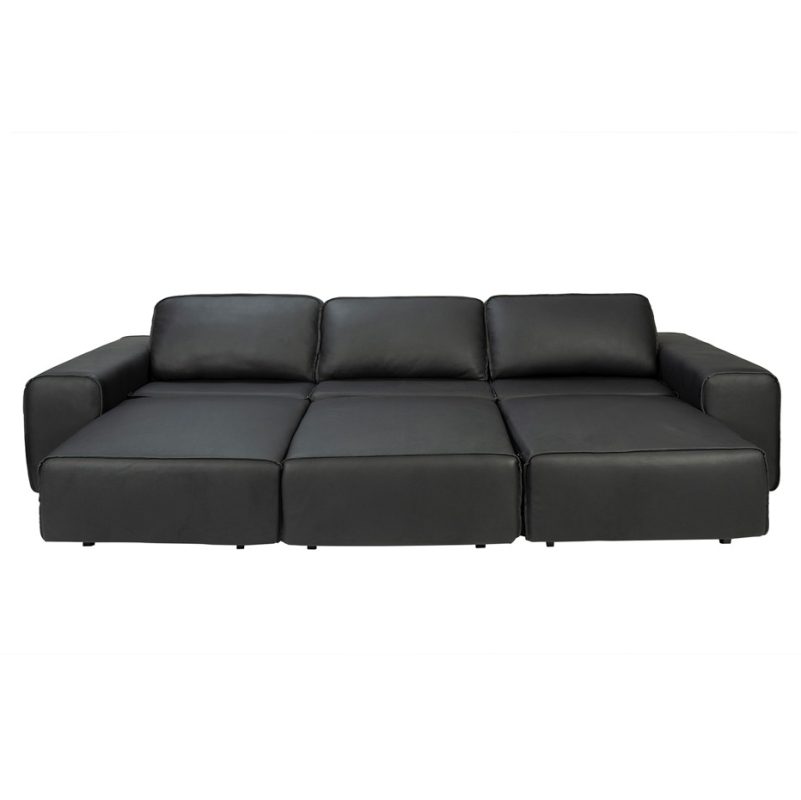 Block Form Leather Pull-out Sofa Bed | MSB006