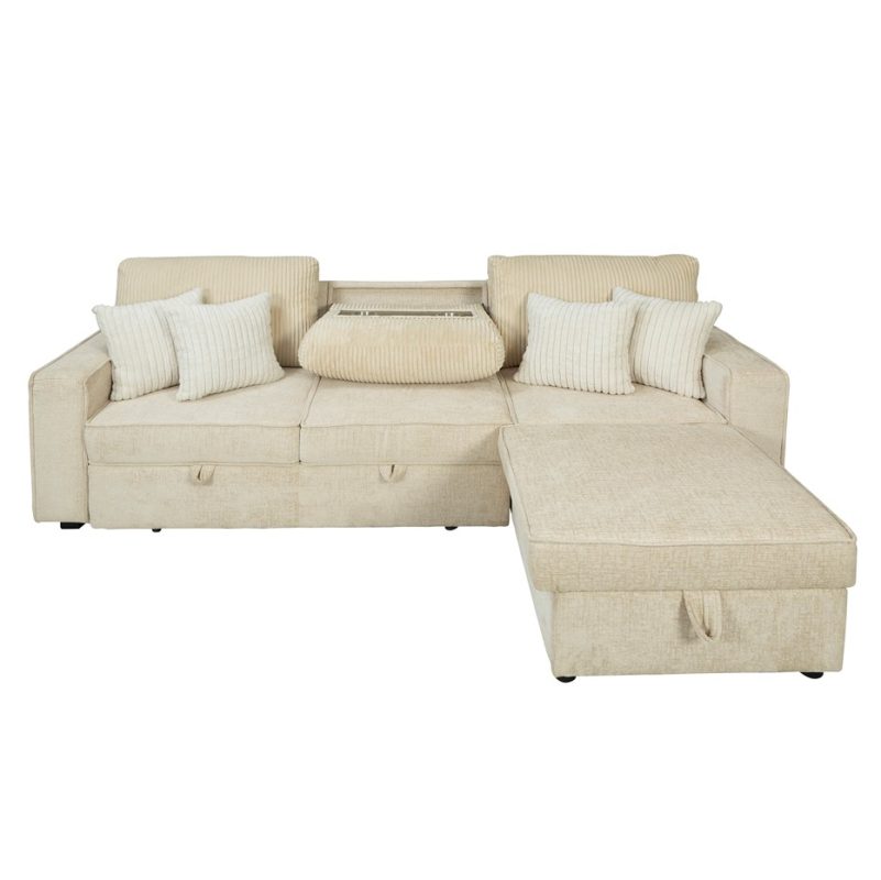 Modular Sectional Sofa Bed with Storage Chaise | MSB009