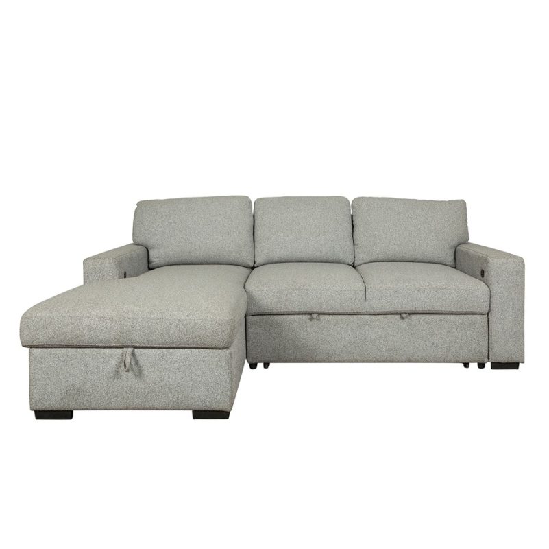 Geometric Sectional Sofa Bed with Open-Shelf Arm | MSB010