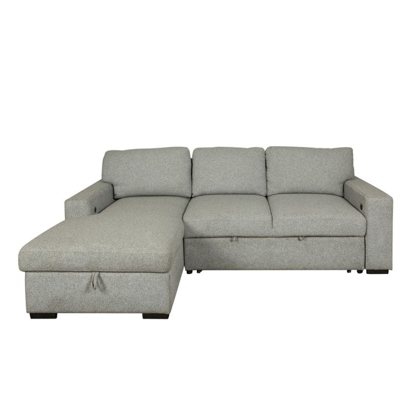 Geometric Sectional Sofa Bed with Open-Shelf Arm | MSB010