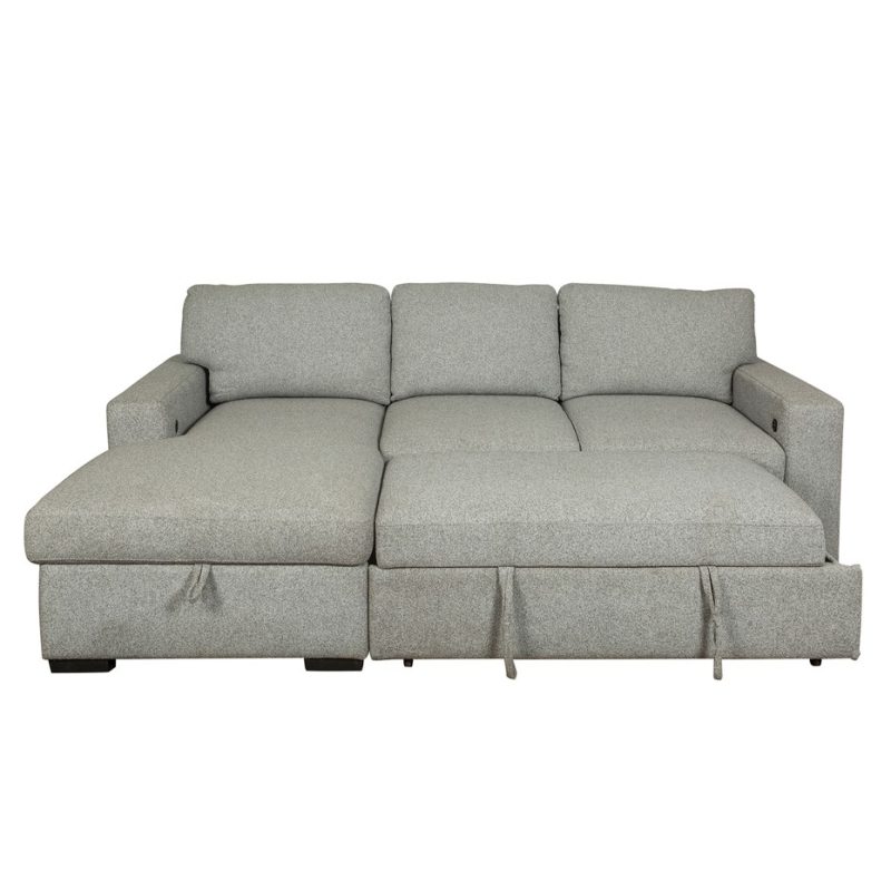 Geometric Sectional Sofa Bed with Open-Shelf Arm | MSB010