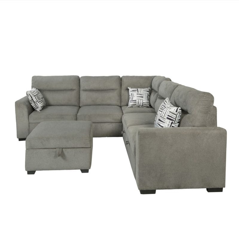 Plush Modular U-Shaped Sofa Bed with Storage Ottoman | MSB011