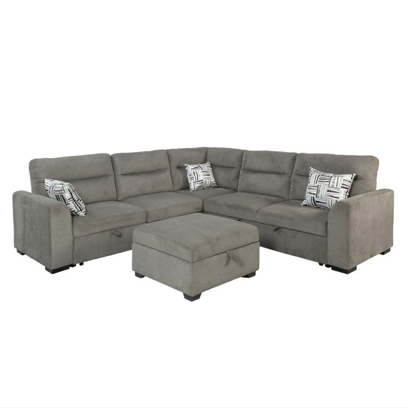 Plush Modular U-Shaped Sofa Bed with Storage Ottoman | MSB011