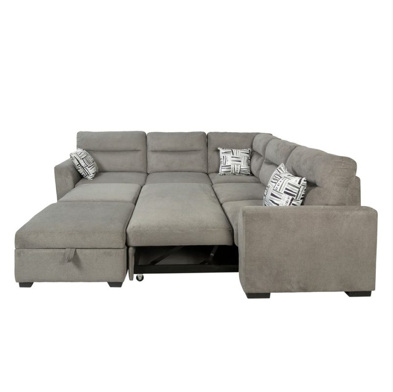 Plush Modular U-Shaped Sofa Bed with Storage Ottoman | MSB011