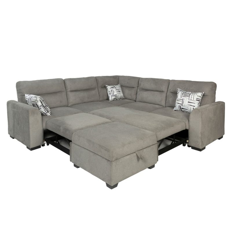 Plush Modular U-Shaped Sofa Bed with Storage Ottoman | MSB011
