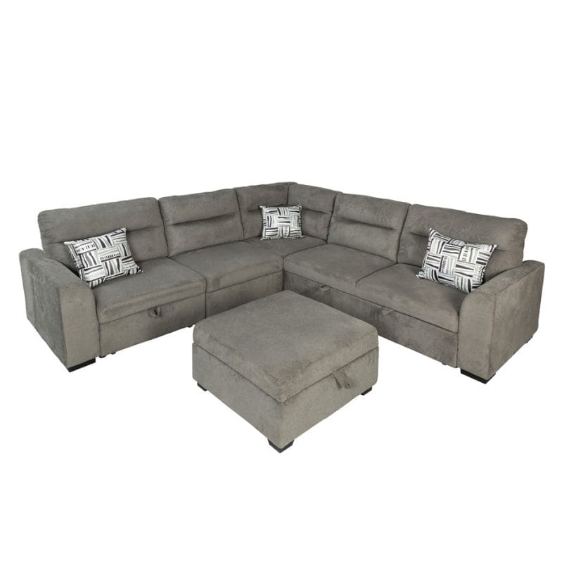 Plush Modular U-Shaped Sofa Bed with Storage Ottoman | MSB011