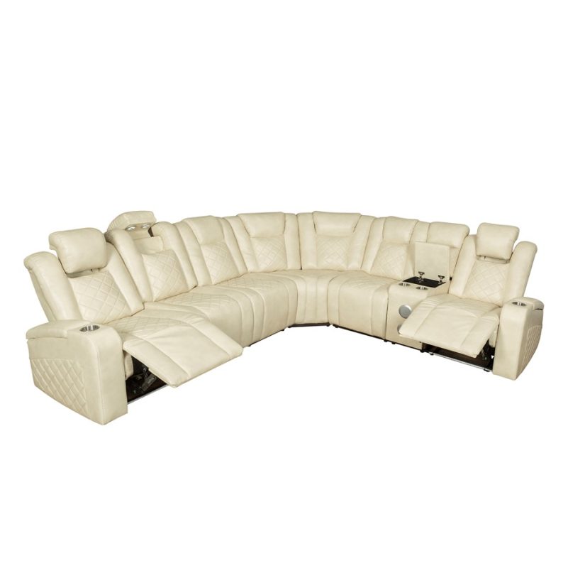 Tri-Motion Leather Reclining Sectional Sofa | MSF002