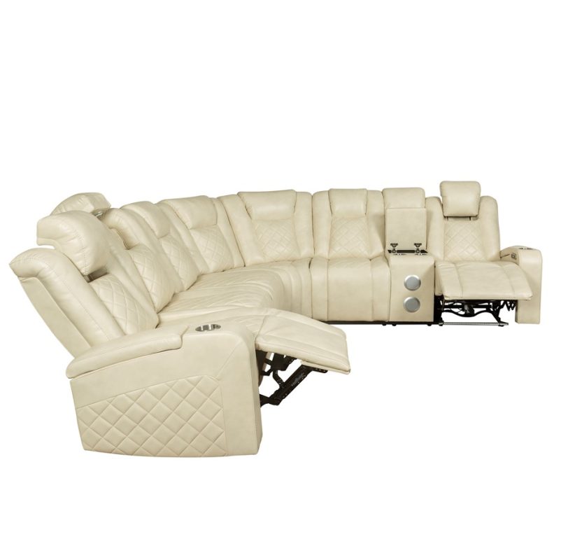 Tri-Motion Leather Reclining Sectional Sofa | MSF002