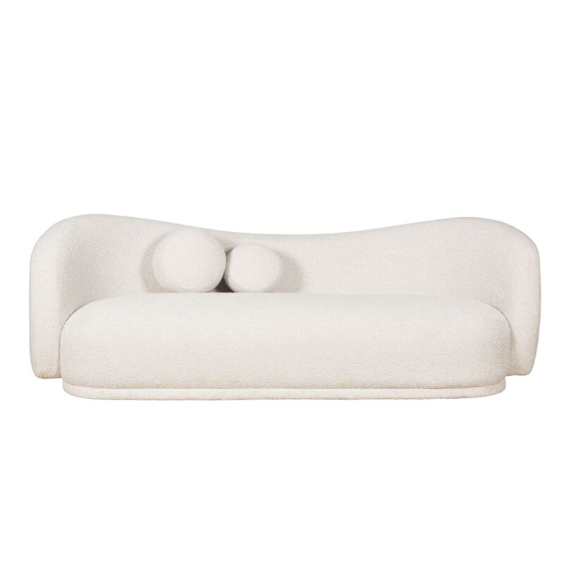 Bouclé Fabric Lounge Sofa with Soft Asymmetric Backrest