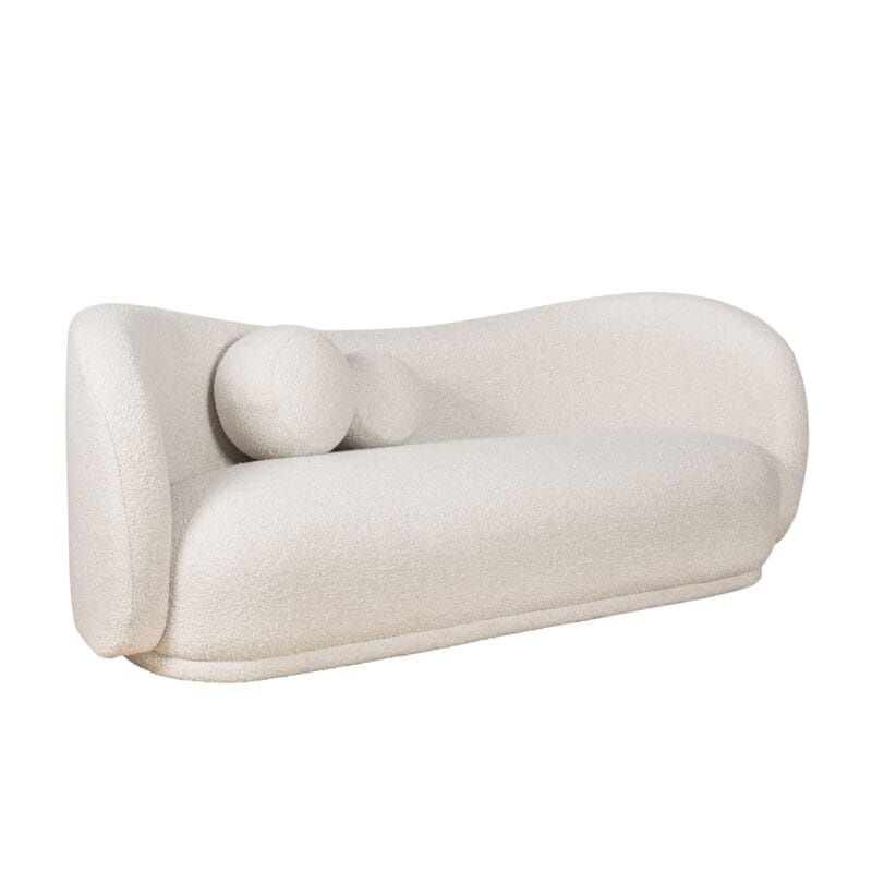 Bouclé Fabric Lounge Sofa with Soft Asymmetric Backrest