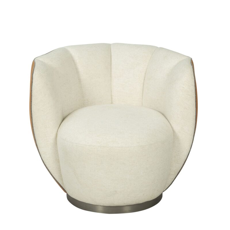 Curved Fabric Accent Chair with Dual-Tone Panel Shell
