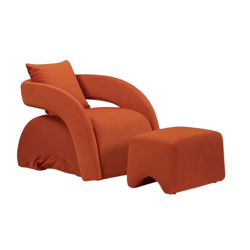 Curved Lounge Chair with Matching Ottoman