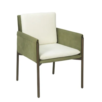 Iron & Leather Dining Chair with Wrapped Side Panels
