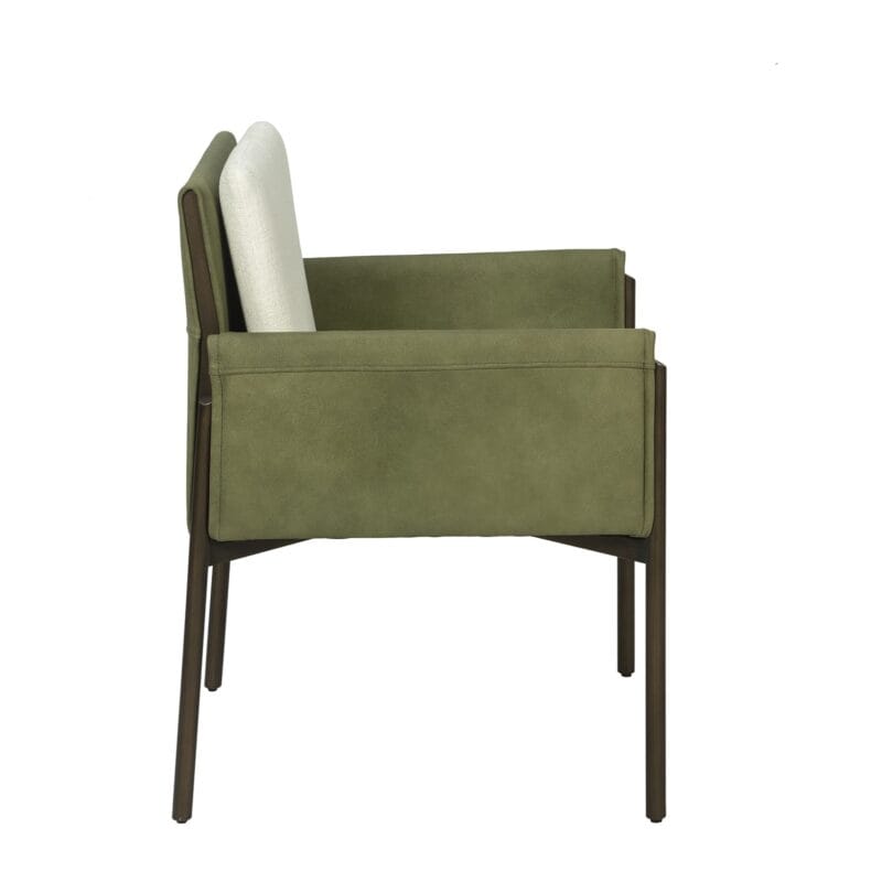 Iron & Leather Dining Chair with Wrapped Side Panels