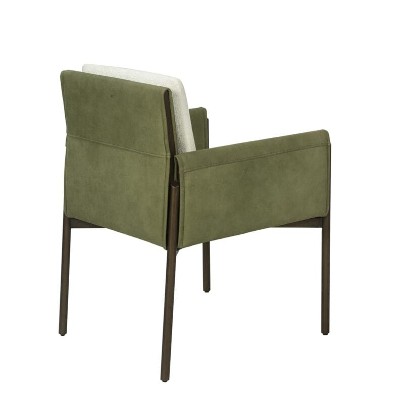 Iron & Leather Dining Chair with Wrapped Side Panels