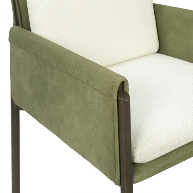 Iron & Leather Dining Chair with Wrapped Side Panels