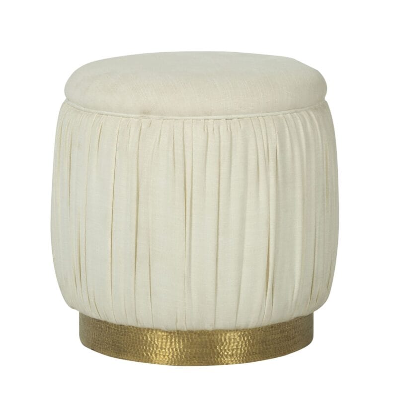 Pleated Fabric Stool with Hammered Brass Base