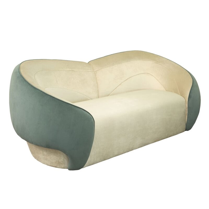Soft-Form Curved Sofa in Dual-Tone Velvet Upholstery