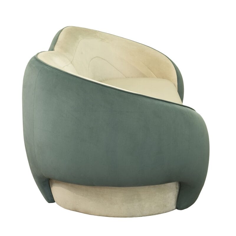 Soft-Form Curved Sofa in Dual-Tone Velvet Upholstery