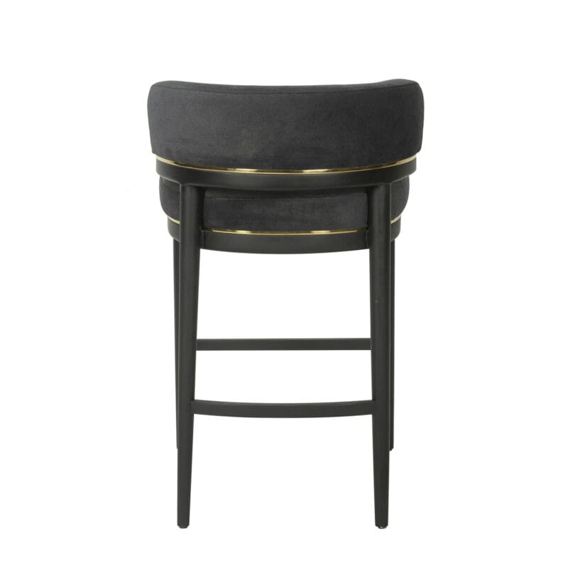 Wood Bar Chair with Velvet Upholstery and Brass Trim Accents | BC013