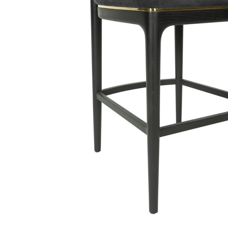 Wood Bar Chair with Velvet Upholstery and Brass Trim Accents | BC013