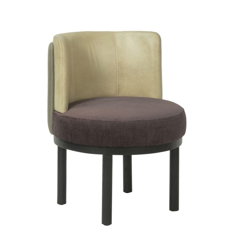 Wood Dining Chair with Rounded Base and Curved Back Panel
