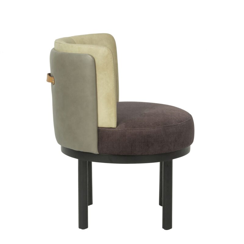 Wood Dining Chair with Rounded Base and Curved Back Panel