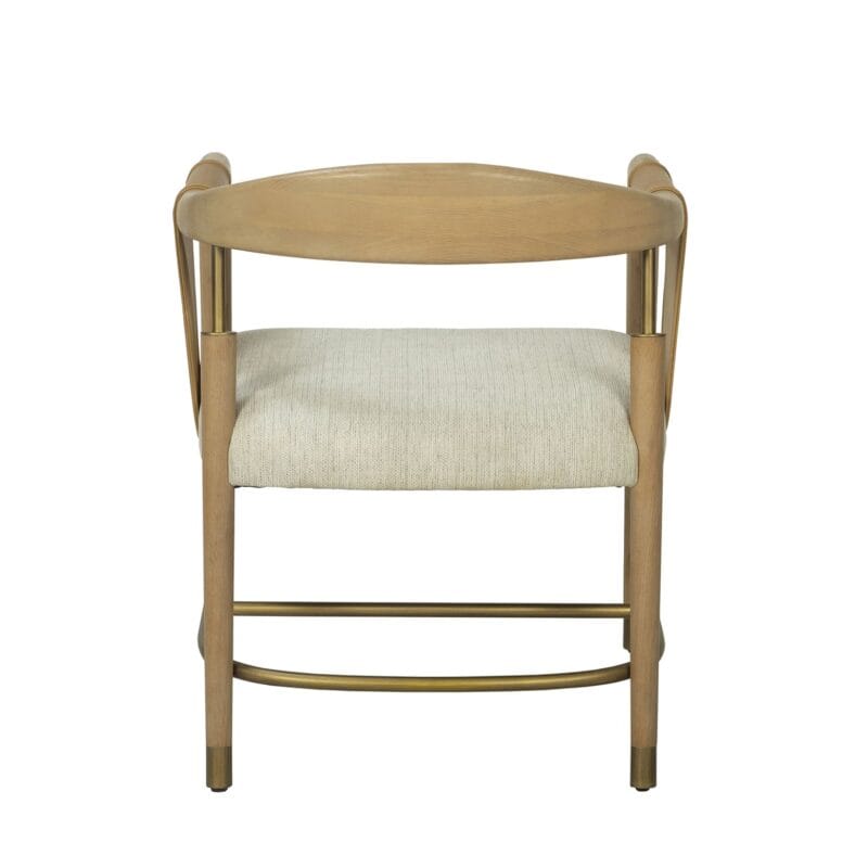 Wood–Iron Dining Chair with Leather Panel Accents