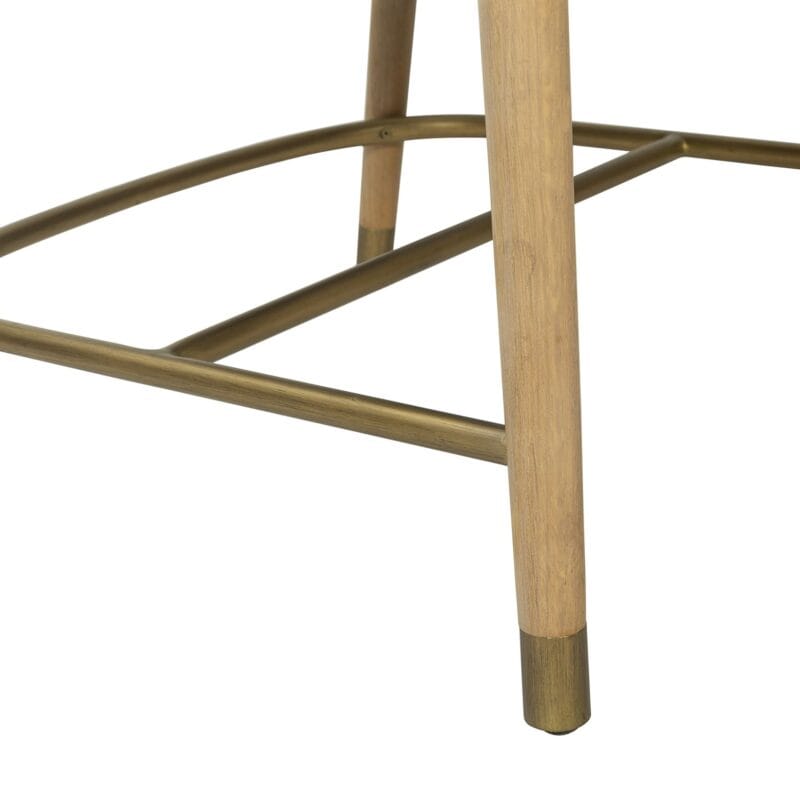 Wood–Iron Dining Chair with Leather Panel Accents
