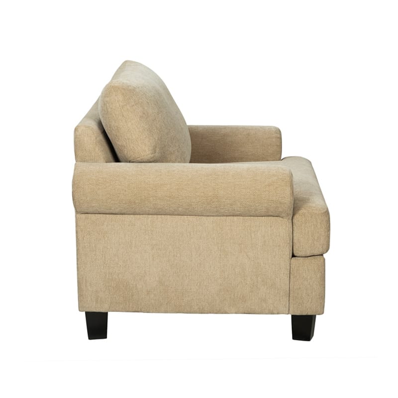 Beige Upholstered Fabric Armchair with Solid Wood Legs | TC003