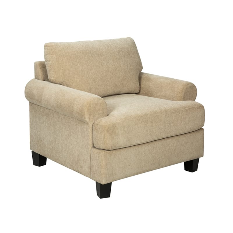 Beige Upholstered Fabric Armchair with Solid Wood Legs | TC003