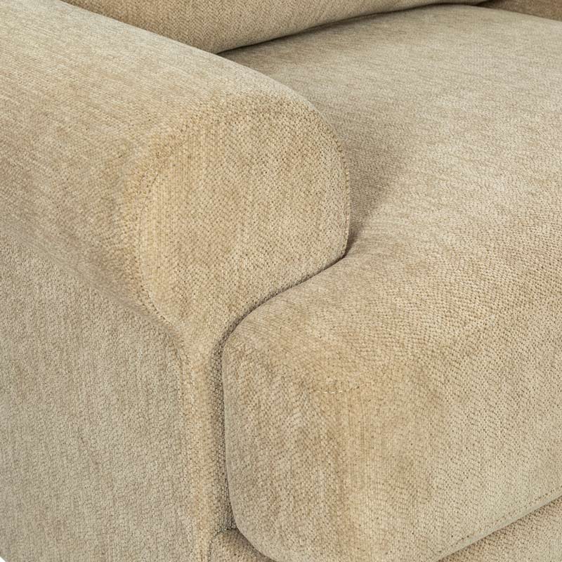 Beige Upholstered Fabric Armchair with Solid Wood Legs | TC003