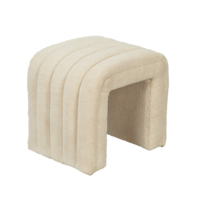 Bouclé Upholstered Arch Stool