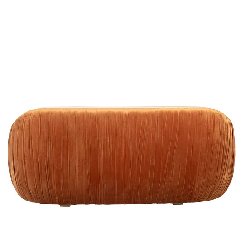 Curved Sofa with Leather and Pleated Velvet | TSF014