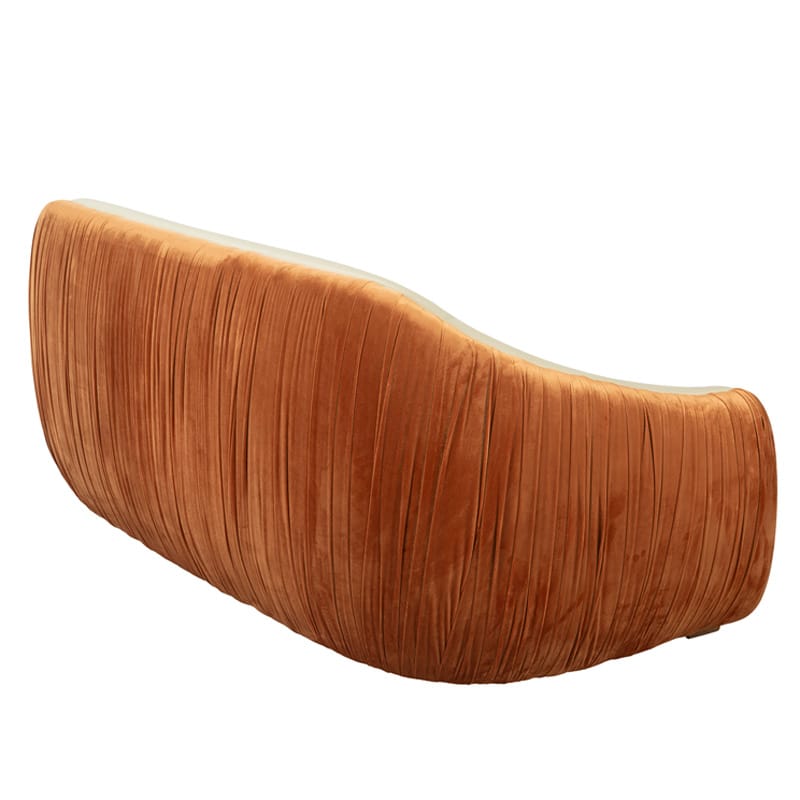 Curved Sofa with Leather and Pleated Velvet | TSF014