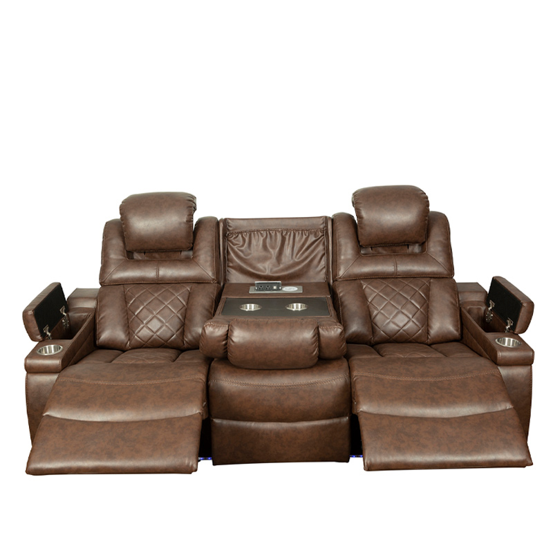 Dual Power Reclining Sofa with Drop-Down Table & Charging Station