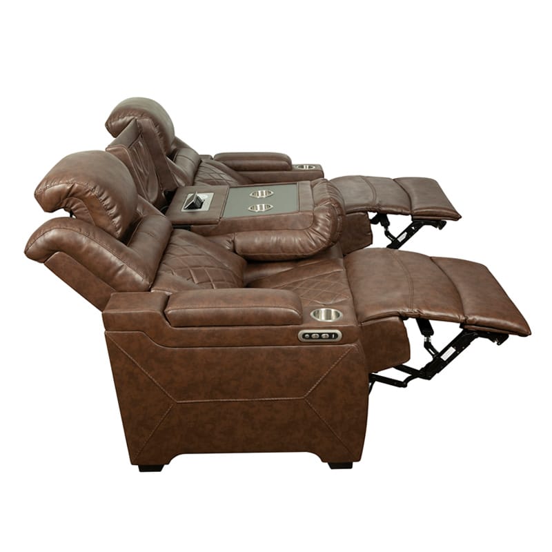 Dual Power Reclining Sofa with Drop-Down Table & Charging Station